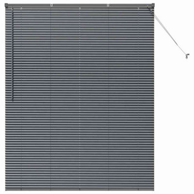 Berkfield Modern Window Blind With Curtains Manual Dark Grey Aluminium