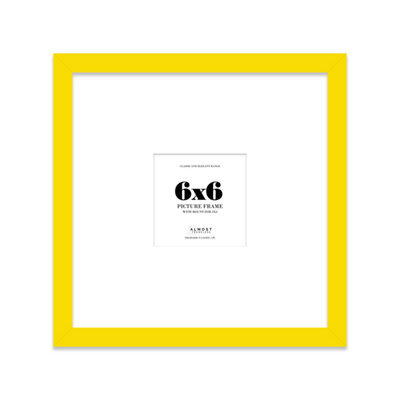 "6X6"" Yellow Picture Frame - 6X6"" Square Frame With 3X3"" Mount For 6X6""/3X3"" Pictures Luxurious Style Thin Edge, 1 Pack" - image 1