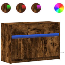 Berkfield Sturdy Tv Cabinet With Led Smoked Oak 91X34X61 Cm Engineered Wood - thumbnail 1