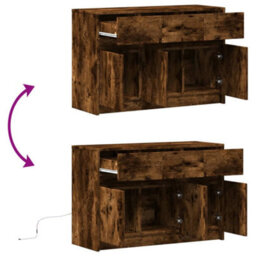 Berkfield Sturdy Tv Cabinet With Led Smoked Oak 91X34X61 Cm Engineered Wood - thumbnail 9