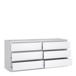 Furniture To Go Naia Wide Chest Of 6 Drawers (3+3) In White High Gloss (W) 153.8 X  (H) 70.1 X (D) 50Cm - thumbnail 5