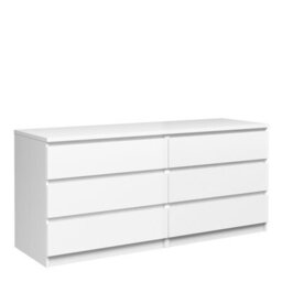 Furniture To Go Naia Wide Chest Of 6 Drawers (3+3) In White High Gloss (W) 153.8 X  (H) 70.1 X (D) 50Cm - thumbnail 1
