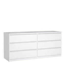 Furniture To Go Naia Wide Chest Of 6 Drawers (3+3) In White High Gloss (W) 153.8 X  (H) 70.1 X (D) 50Cm - thumbnail 2