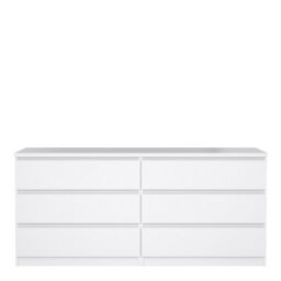 Furniture To Go Naia Wide Chest Of 6 Drawers (3+3) In White High Gloss (W) 153.8 X  (H) 70.1 X (D) 50Cm - thumbnail 3