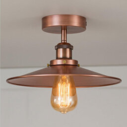 Pack Of 2 Flush Ceiling Light E27 Fitting With 22Cm Copper Lampshade Easy To Fit Metal Vintage Ceiling Lighting Fixtures - thumbnail 2