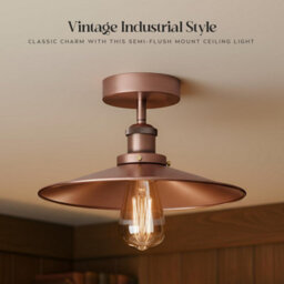 Pack Of 2 Flush Ceiling Light E27 Fitting With 22Cm Copper Lampshade Easy To Fit Metal Vintage Ceiling Lighting Fixtures - thumbnail 4