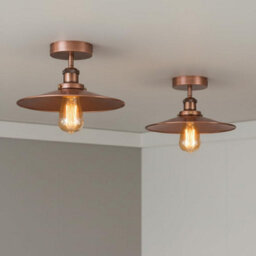 Pack Of 2 Flush Ceiling Light E27 Fitting With 22Cm Copper Lampshade Easy To Fit Metal Vintage Ceiling Lighting Fixtures - thumbnail 5