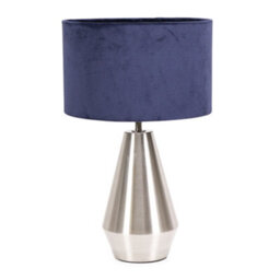 Valuelights Jax Silver Metal Touch Dimmer Table Lamp With Navy Blue Velvet Shade - Led Bulb Included - thumbnail 2