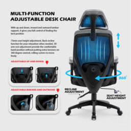 Hnnhome Black Recline Ergonomic Mesh Office Chair With Lumbar Support And Headrest - thumbnail 5