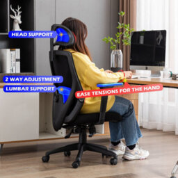 Hnnhome Black Recline Ergonomic Mesh Office Chair With Lumbar Support And Headrest - thumbnail 6