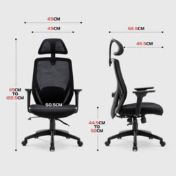 Hnnhome Black Recline Ergonomic Mesh Office Chair With Lumbar Support And Headrest - thumbnail 3