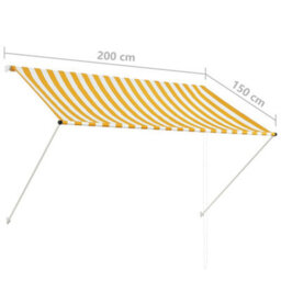 Walplus Retractable Awning Garden Sun Shade Canopy Gazebo For Back Door, Porch, Patio 200X150 Cm Yellow And White - thumbnail 8