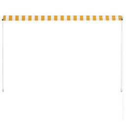 Walplus Retractable Awning Garden Sun Shade Canopy Gazebo For Back Door, Porch, Patio 200X150 Cm Yellow And White - thumbnail 5
