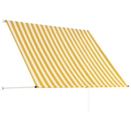Walplus Retractable Awning Garden Sun Shade Canopy Gazebo For Back Door, Porch, Patio 200X150 Cm Yellow And White - thumbnail 4
