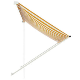 Walplus Retractable Awning Garden Sun Shade Canopy Gazebo For Back Door, Porch, Patio 200X150 Cm Yellow And White - thumbnail 3