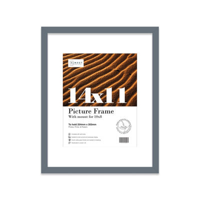 "14X11"" Grey Frame With Mount For 10X8"" Pictures 20mm Thin Edge Portrait And Landscape Display With Wall Hooks And Kickstand" - image 1