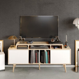 Decorotika Char Tv Stand Tv Unit For Tvs Up To 72 Inch Sapphire Oak And White - thumbnail 1