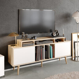 Decorotika Char Tv Stand Tv Unit For Tvs Up To 72 Inch Sapphire Oak And White - thumbnail 2