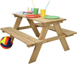 idooka Kids Wooden Picnic Bench Table Eco Friendly Pine Sturdy Outdoor Furniture