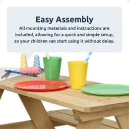 idooka Kids Wooden Picnic Bench Table Eco Friendly Pine Sturdy Outdoor Furniture - thumbnail 3