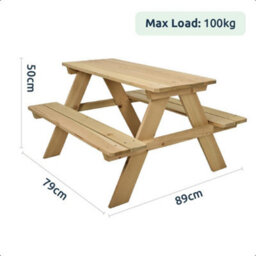 idooka Kids Wooden Picnic Bench Table Eco Friendly Pine Sturdy Outdoor Furniture - thumbnail 6