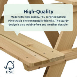 idooka Kids Wooden Picnic Bench Table Eco Friendly Pine Sturdy Outdoor Furniture - thumbnail 4