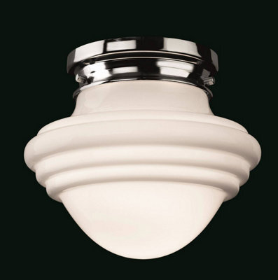 Luminosa Lighting Luminosa Art 1 Light Flush Light Chrome, Opal White Glass, E27