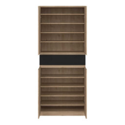 Wyld Haus Budapest Shoe Cabinet Natural Oak Effect With Black Fronts 4 Doors 1 Drawer - thumbnail 7