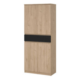 Wyld Haus Budapest Shoe Cabinet Natural Oak Effect With Black Fronts 4 Doors 1 Drawer - thumbnail 4