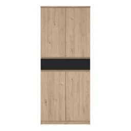 Wyld Haus Budapest Shoe Cabinet Natural Oak Effect With Black Fronts 4 Doors 1 Drawer - thumbnail 3