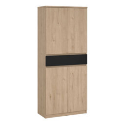 Wyld Haus Budapest Shoe Cabinet Natural Oak Effect With Black Fronts 4 Doors 1 Drawer - thumbnail 2