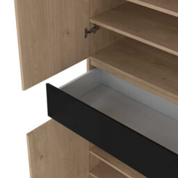 Wyld Haus Budapest Shoe Cabinet Natural Oak Effect With Black Fronts 4 Doors 1 Drawer - thumbnail 9