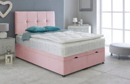 Adore Designs Deluxe Plush Velvet Ottoman Storage Bed, With Pillow Top Mattress - 6Ft Super King - Pink - thumbnail 1