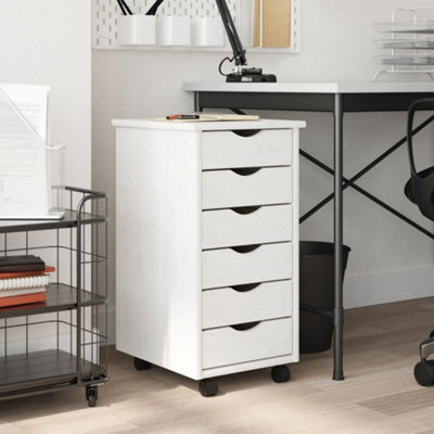 Vidaxl Rolling Cabinet With Drawers Moss White Solid Wood Pine Rolling Cabinets - image 1