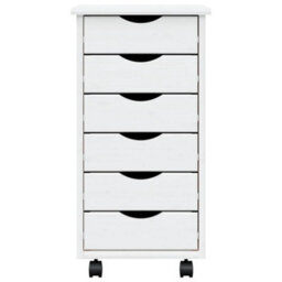 Vidaxl Rolling Cabinet With Drawers Moss White Solid Wood Pine Rolling Cabinets - thumbnail 4
