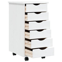 Vidaxl Rolling Cabinet With Drawers Moss White Solid Wood Pine Rolling Cabinets - thumbnail 3