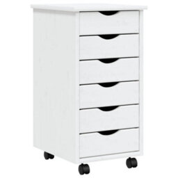 Vidaxl Rolling Cabinet With Drawers Moss White Solid Wood Pine Rolling Cabinets - thumbnail 2