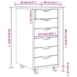 Vidaxl Rolling Cabinet With Drawers Moss White Solid Wood Pine Rolling Cabinets - thumbnail 9