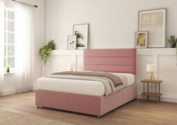 "Sloomy 4Ft Texas Divan Bed Base Pink Plush ,no Drawers & 26"" Struts Headboard - Small Double" - thumbnail 4