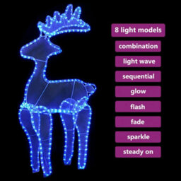 Berkfield Durable Reindeer Christmas Decoration With Mesh 306 Leds 60X24X89Cm - thumbnail 4