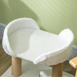 Pawhut Cat Tree Tower Scratcher With Bed For Indoor Cats, White - thumbnail 8