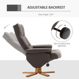 Homcom Recliner Chair And Footstool Pu Leather Wooden Base Brown - thumbnail 4