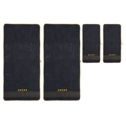 Living And Home 4 Pack Polyester Hand And Bath Towel Set Gold Star Striped Soft Absorbent Hanging Loop Bathroom Towels - thumbnail 4