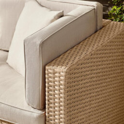 Furniturebox Orlando Beige Rattan Garden Sofa - Modular Outdoor Patio Garden Sofa, Table & 4 Chairs Garden Corner Sofa Set + Cover - thumbnail 3