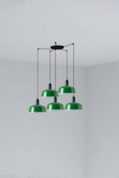 Luminosa Lighting Luminosa Tatawin Medium Cluster Pendant Ceiling Light Satin Black, Gloss Green 5X E27