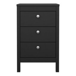 Furniture To Go Madrid Bedside Table 3 Drawers In Matt Black - thumbnail 2