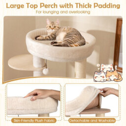 Costway 143Cm Tall Cat Tree Wooden Kitten Tower W/sisal Scratching Posts-Natural - thumbnail 6