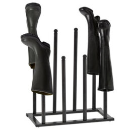 Welly Boot Rack - Metal Boot Organizer For Tall & Short Boots - Space Saving Design (Black- 4 Pair Rack) - thumbnail 2