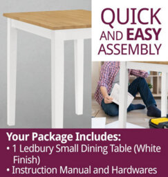 Hallowood Furniture Ledbury Small Dining Table In White Painted And Light Oak Finish - thumbnail 7