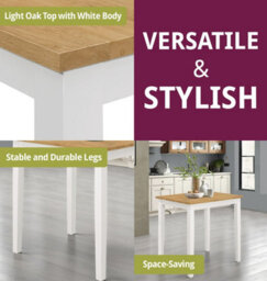 Hallowood Furniture Ledbury Small Dining Table In White Painted And Light Oak Finish - thumbnail 5